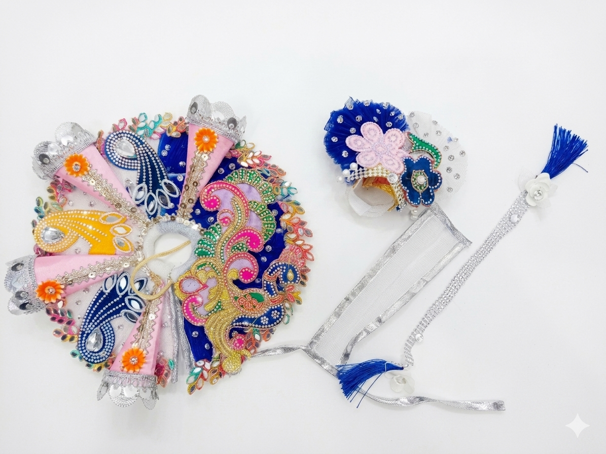 4 no laddu Gopal poshak Combo (Dress, Choli, Patka, Pagdi)