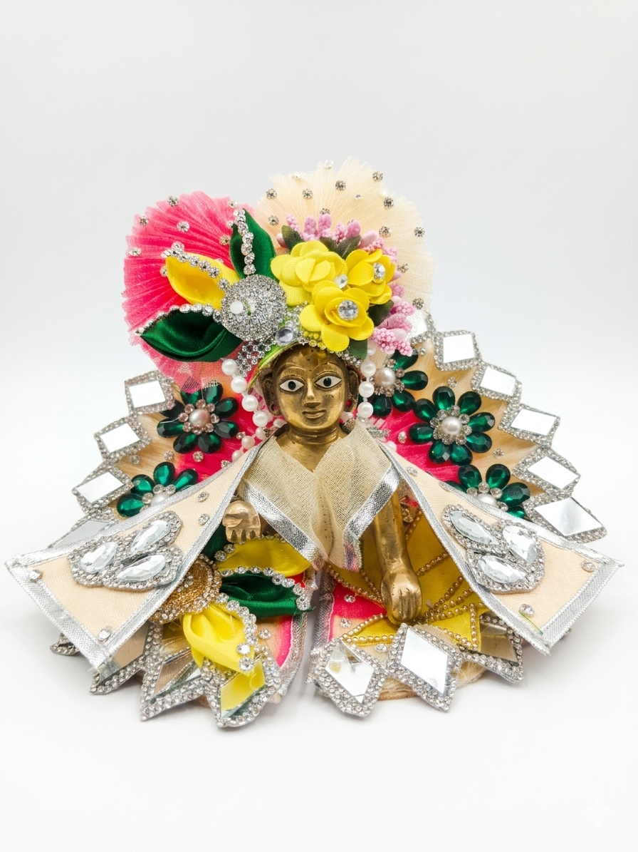 4 no laddu Gopal poshak Combo (Dress, Choli, Patka, Pagdi)