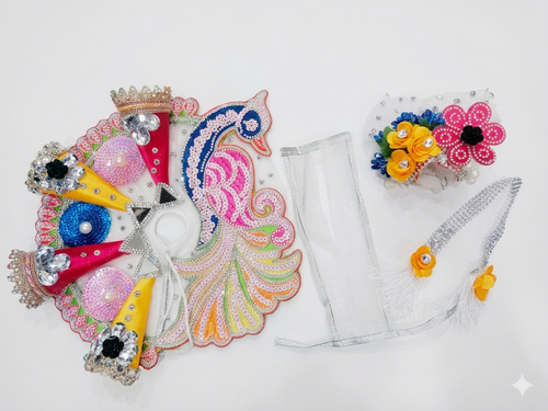 4 no laddu Gopal poshak Combo (Dress, Choli, Patka, Pagdi)