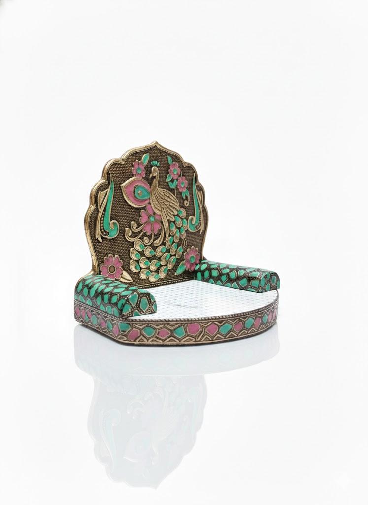 Divine Peacock Singhasan (Minakari Work) - Antique Gold Finish