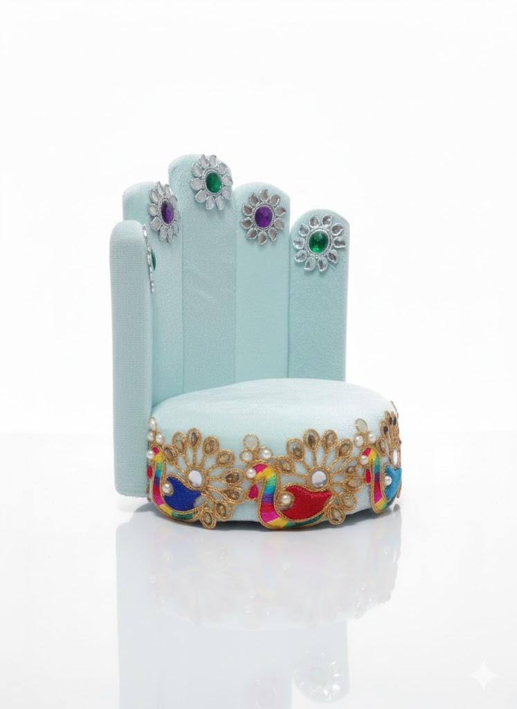 Royal Ice Blue Sofa Singhasan (Multicolor Stone Work)