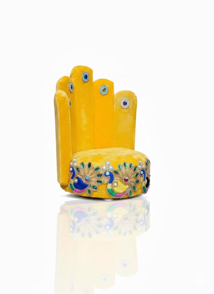 Morpankh Yellow High-Back Singhasan